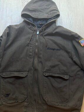 Vintage Snap On Jacket Mens 2xl Brown Pockets Lined Canvas Bomber Limited